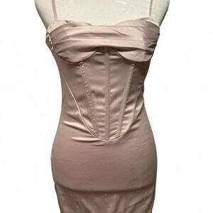 Taupe satin corset mini dress